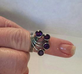 Bali Crafted Amethyst Ring in Sterling Silver (Size 6)