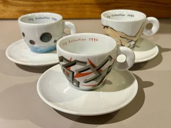 Set of 3 Richard Ginori espresso cups and saucers - illy collection