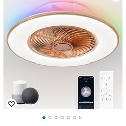Brand new bladeless ceiling fan and light, control by remote, Alexa, google assist or app