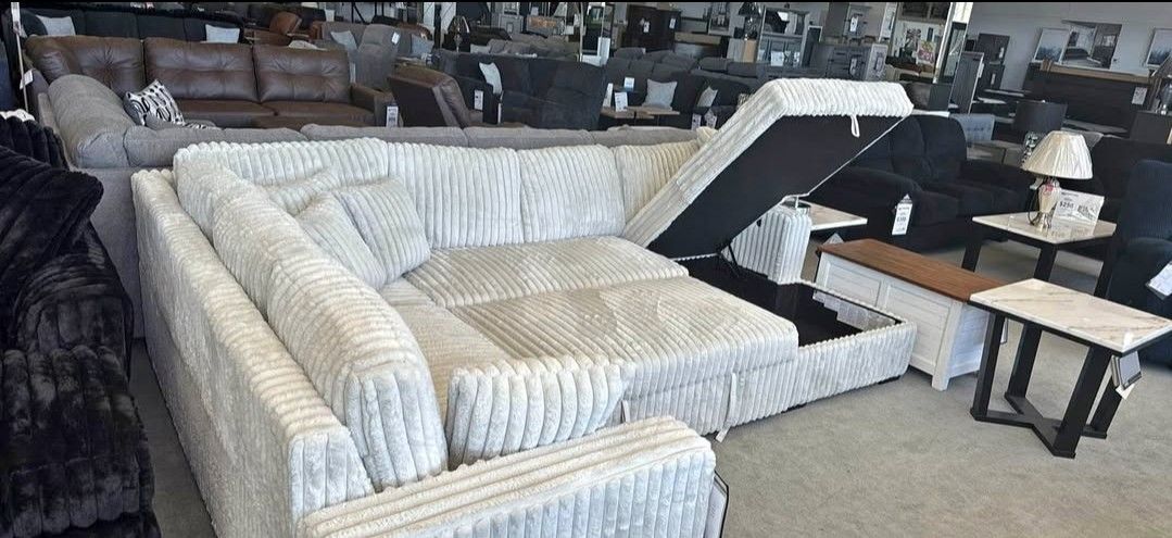 GREY PULL OUT BRAND NEW CORDUROY SECTIONAL SAME DAY DELIVERY SLEEPER