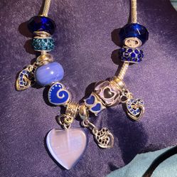 Blue Heart European Bracelet 