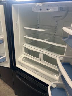 Amana black french door refrigerator    bottom freezer  -free delivery