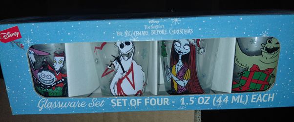 Nightmare Before Christmas "Ghostly Greetings" 4-Pack Mini Glass Set.