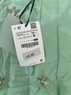 Zara  FLORAL SPARKLY CONTRASTING MIDI DRESS LIME Color 