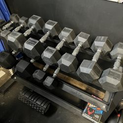 Dumbbell Set 10-30 And 50 Lb Pair With Rack 