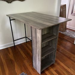 Counter Height Table with Storage and Foldable Leaf