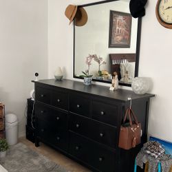Black Ikea Dresser & Mirror