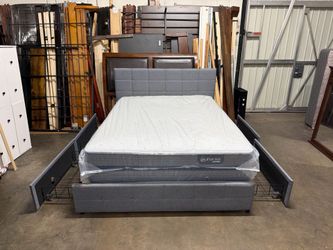 Queen bed frame and mattress $300