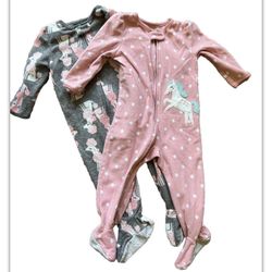 Unicorn & Poodle CARTERS Footed Pajamas Fleece Long Sleeve 18 Months Girls Pink