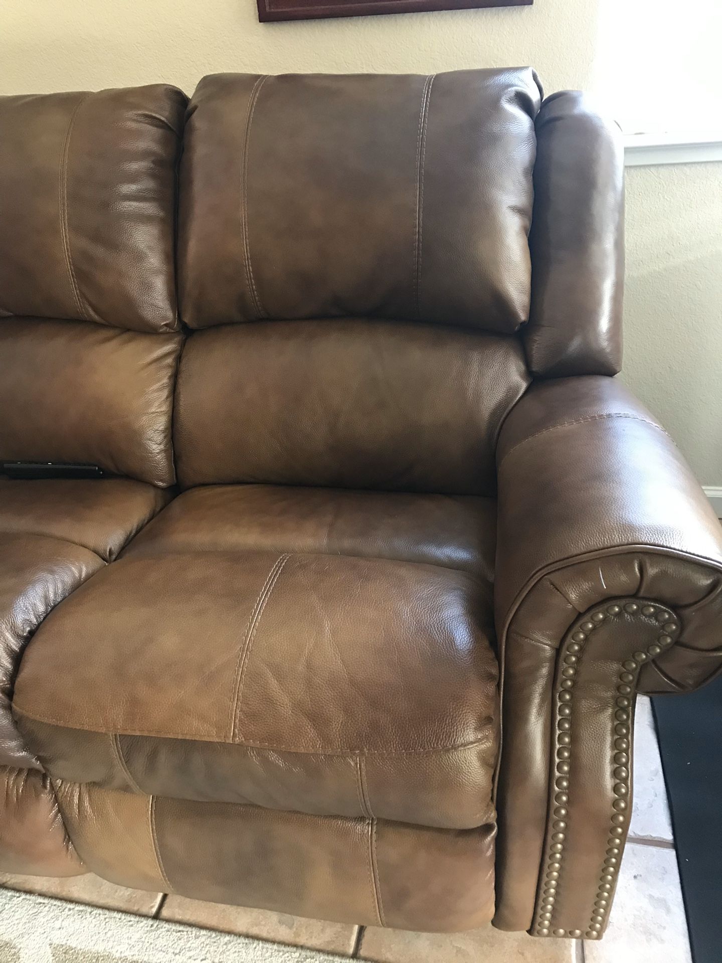 Ashley Furniture Real Leather Sofa Recliners Auburn Color