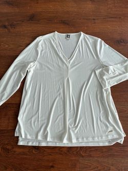 Anne Klein Long Sleeve Inverted Pleat Front V-Neck Blouse size XL