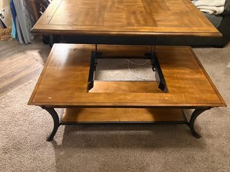 Lift-Top Coffee Table with Metal Base