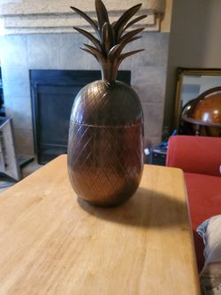 Vintage Solid Brass Pineapple  Candle Holder Vase/container