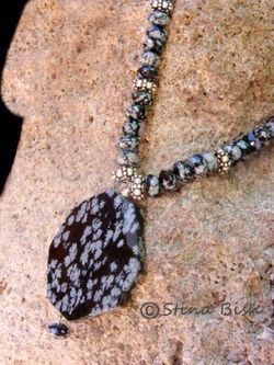 Sterling Silver Snowflake Obsidian Necklace