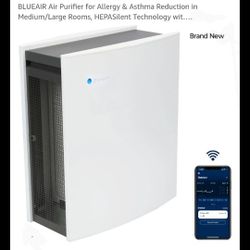 Brand New Blue Air Purifier With HEPA Silent Air Filtration Removes 99,97%./WiFi Compatible Alexia
