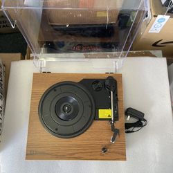 Record Player, Vintage Turntable 3-Speed Bluetooth Record Player with Speaker, Portable LP Vinyl Player, RCA Jack, Natural Wood