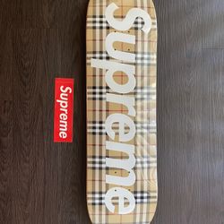 Supreme x Burberry Skate Deck Plaid Brown/Beige Size 8.5" In Plastic Brand New!! Read Description❤️