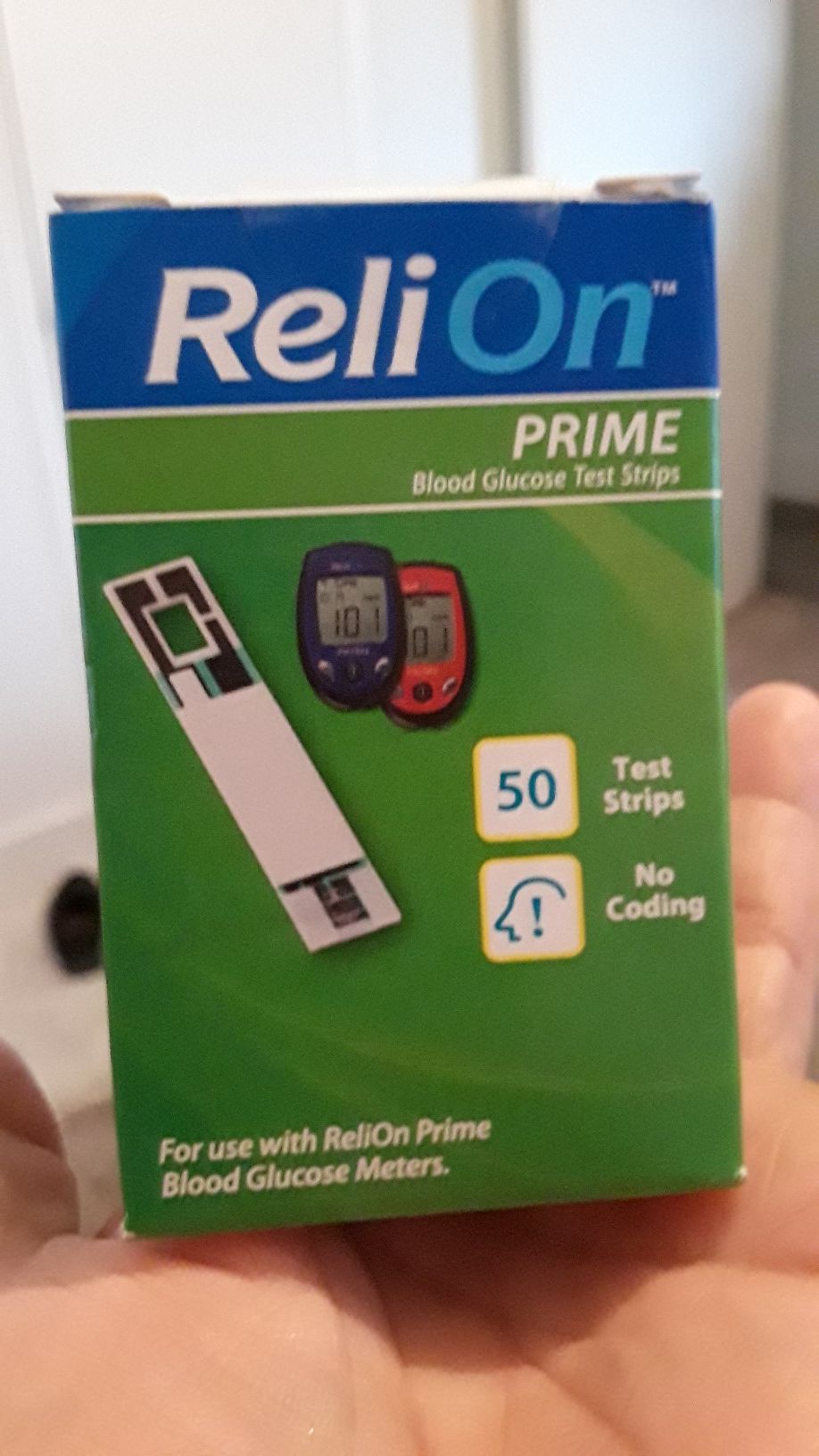 New ReliOn Prime Blood Glucose Test Strips (50)