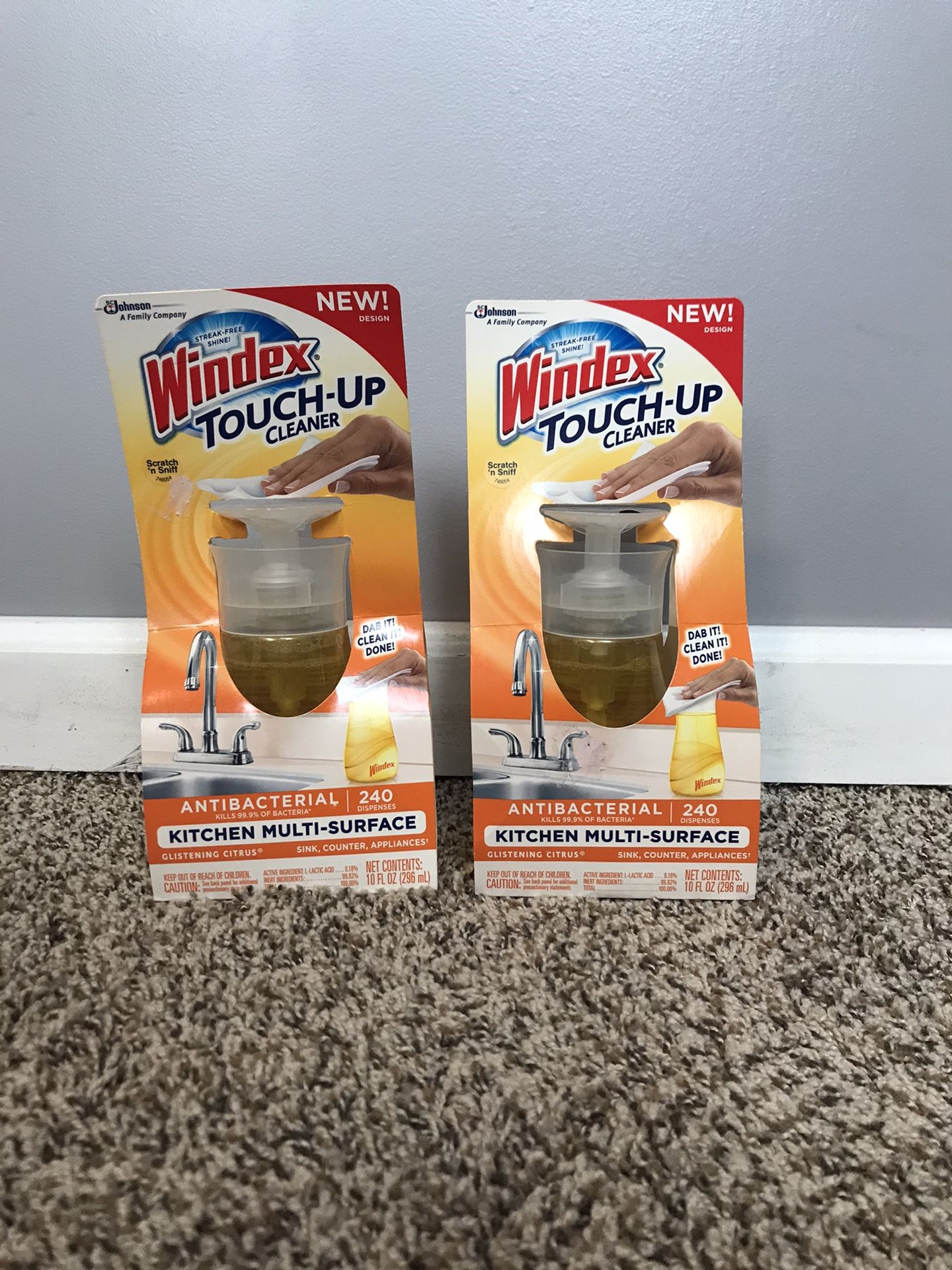 2 Windex Touch-up Cleaner Citrus 10 oz Multi-Surface Antibacterial Discontinued