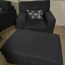 Oversized Chair With Storage Ottoman - In Great Condition