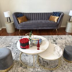 Modern Sofa + Side Tables + Nightstand – Excellent Condition