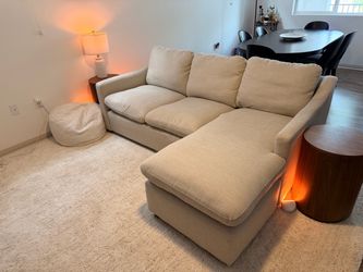 Beige Sectional Sofa with Chaise Lounge