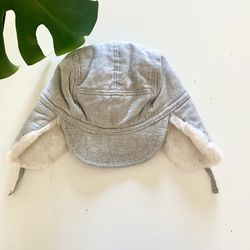 babyGap Boys Gray Winter Snow Trapper Fur Size 6-12 Months