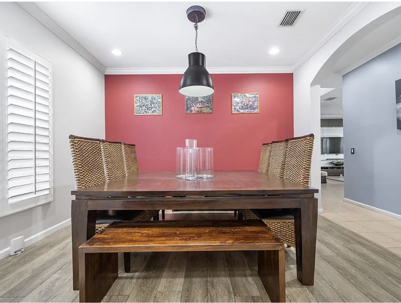 Exoctic Dinning Table W/6 Chairs & 2 Benches