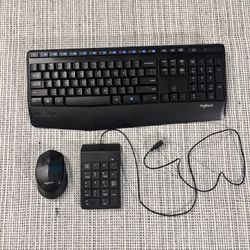 Logitech wireless Keyboard, Mouse, Keypad