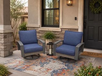 2 Swivel Chairs With Rattan Accents*New Patio Furniture*