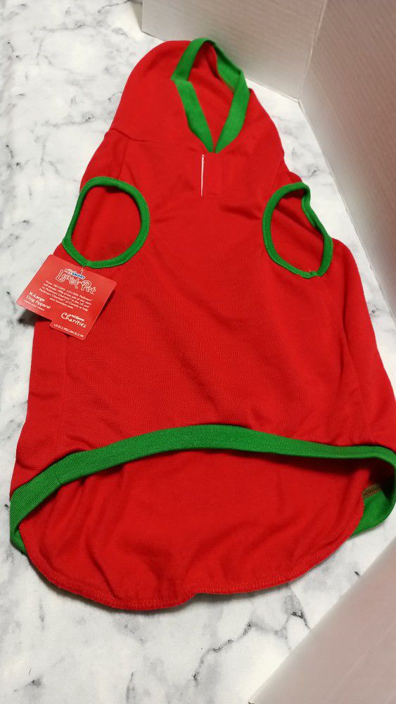PetSmart Dog Sweater Hoodie Size XL Color Red And Green Rescue Love Repeat NWT 