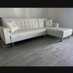 White Leather Sectional Sofa New 