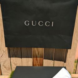 NEW Black/Silver Logo Gucci empty Box (15.5" x 12" x 2") + Ppr Shop Bag, Dust Bag, COA, Stickers
