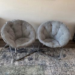 Two Gray Saucer Chairs