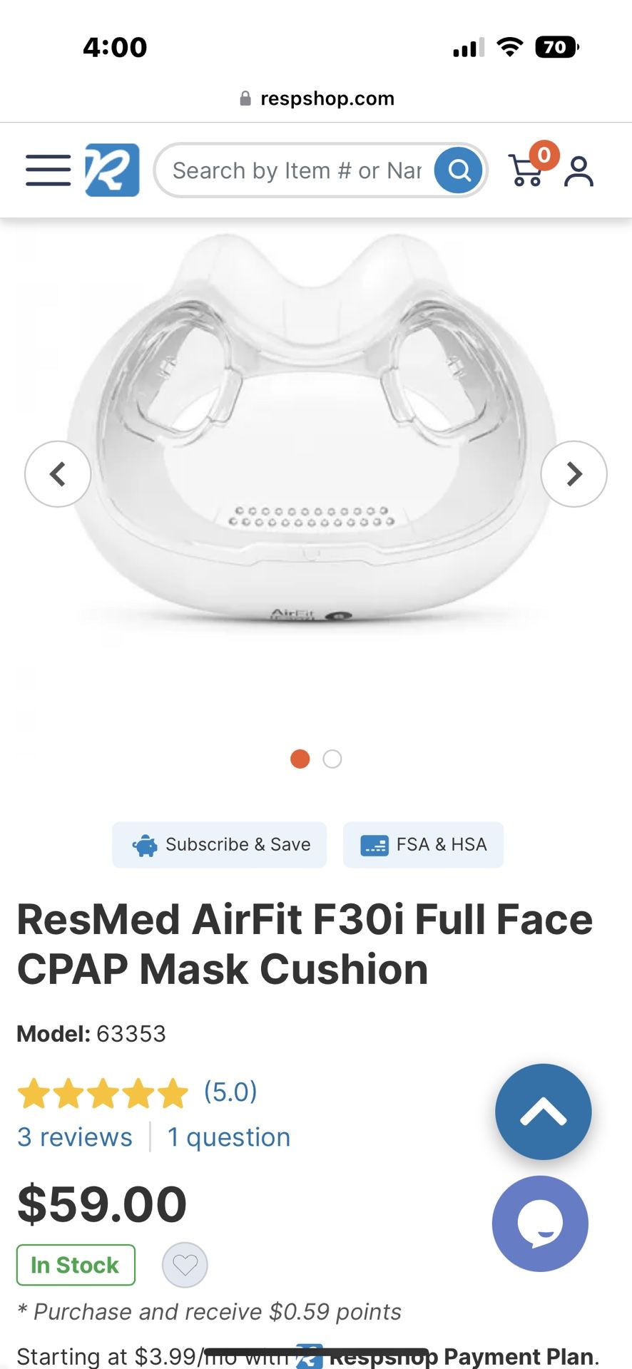 Resmed F30i Cpap Nasal Cushion