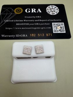GRA Moissanite Square Stud Earrings