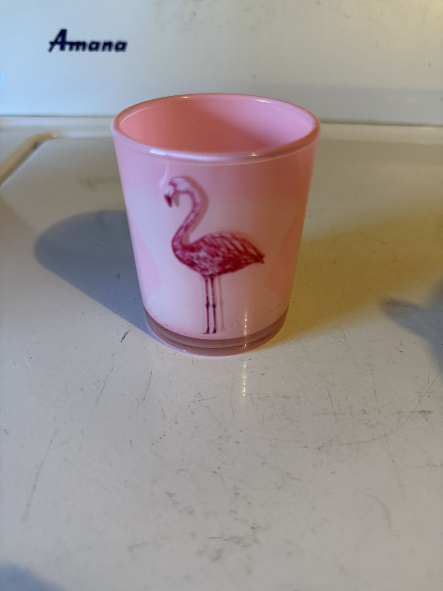 Brand New Glass, Pink Flamingo Candle Holder