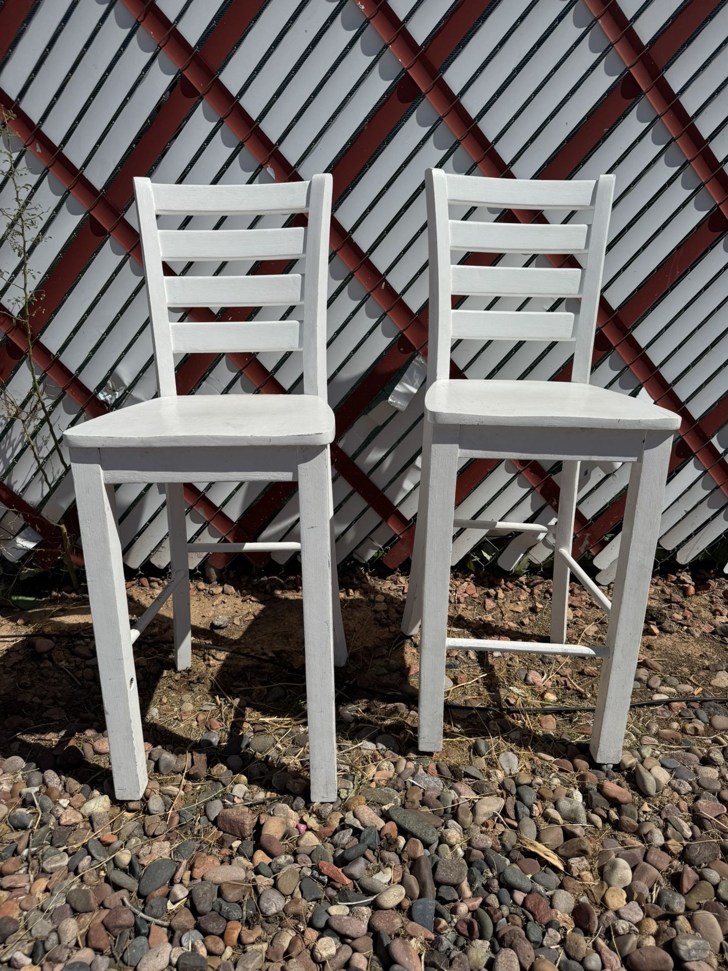 rustic white wooden bar stools