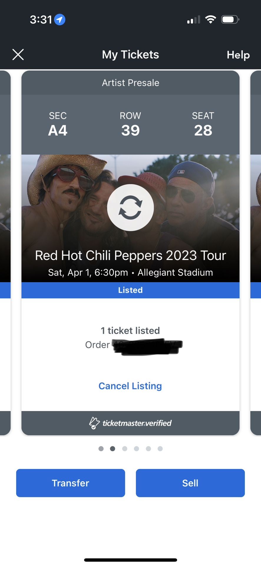 RHCP Tickets
