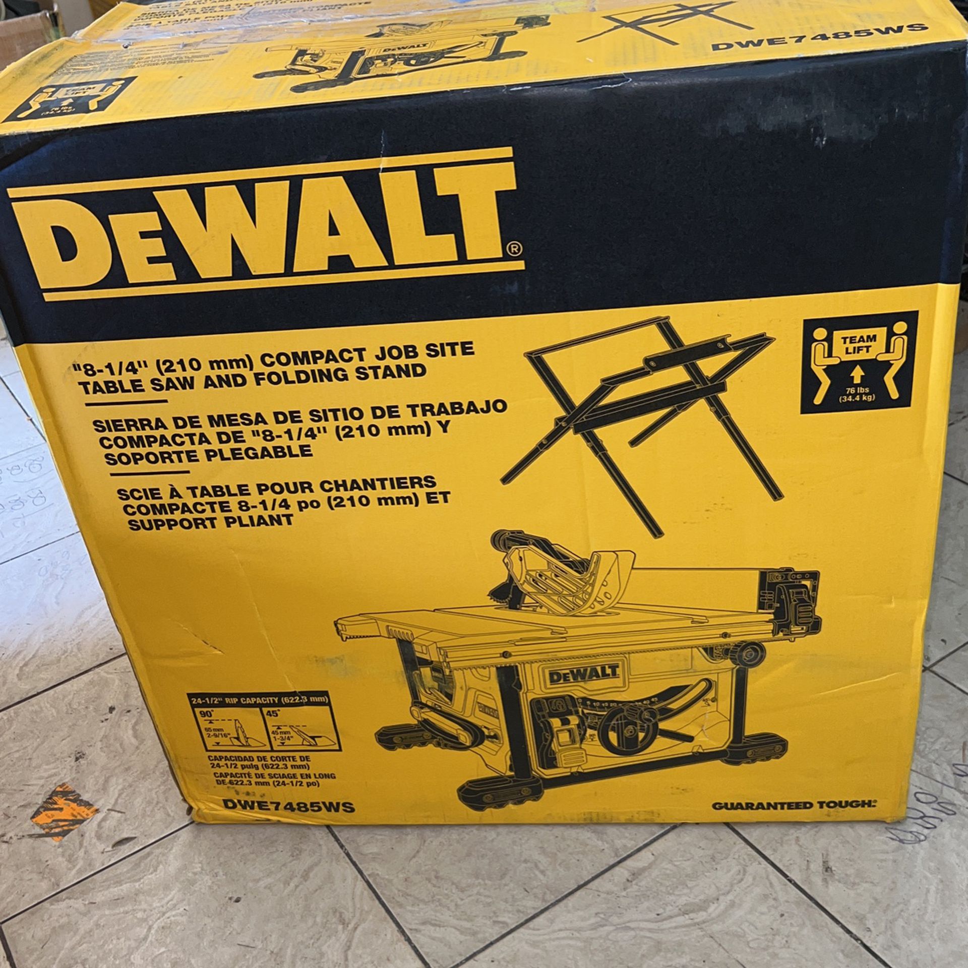 DEWALT 15 Amp Corded 8-1/4 in. Compact Jobsite Tablesaw with Compact Table Saw Stand