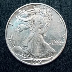 1938 Walking Liberty Half Dollar AU