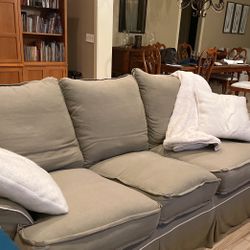 Slipcover Sofa, Queen Anne Wing Back Chairs (2) Leather Recliner