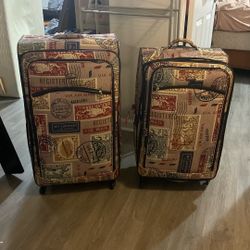 2 postal stamp, luggage bags, large and medium