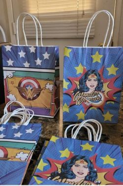 wonder woman superhero birthday party favor bags