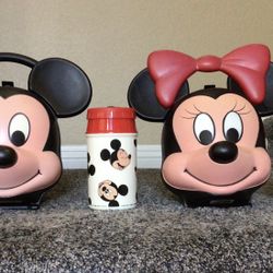 Mickey Mouse And Minnie Mouse Lunch Box With Thermos 