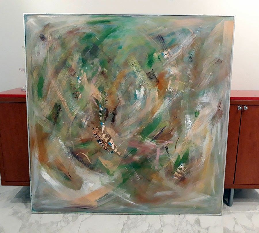 Large Abstract Oil on Canvas Painting 48” x 48”