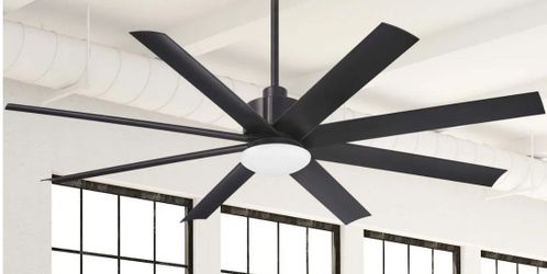 Minka-Aire Slipstream 65-Inch 8-Blade LED Ceiling Fan in Coal Finish W/ Distressed Koa Blades & Etched Opal Glass - F888L-CL