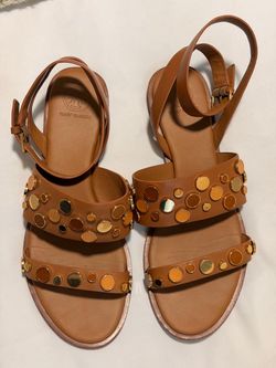 Tory Burch Leather Embellished Sandals - Tan/Brown
