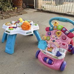 Baby walker and play table set