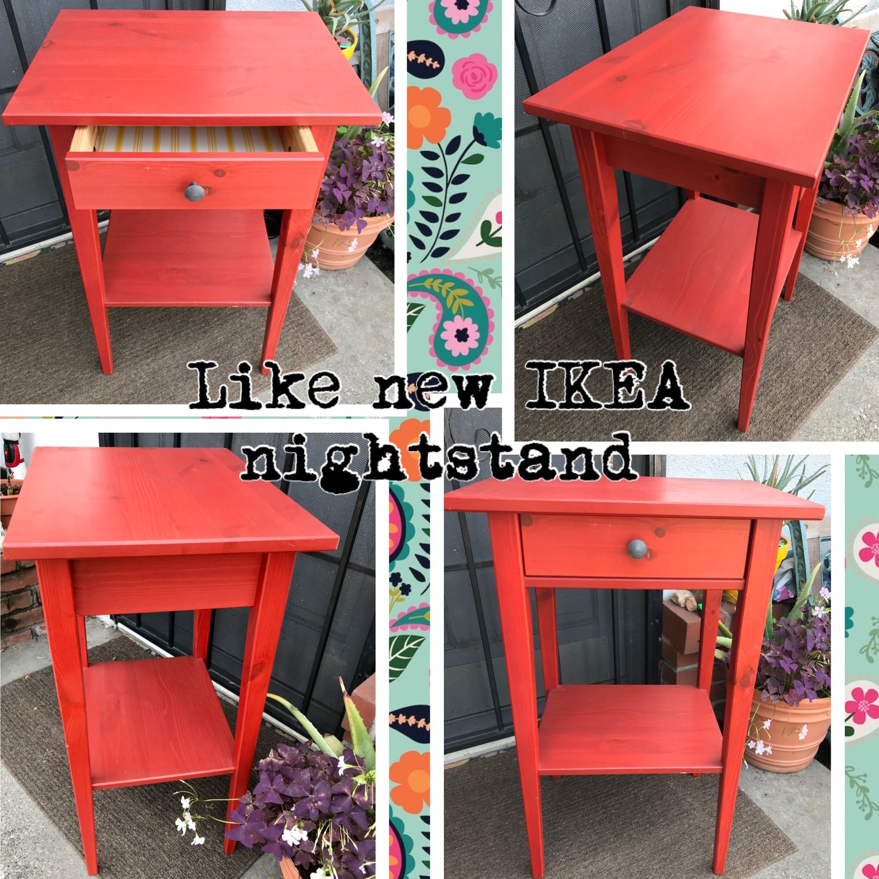 ✨Like New Red IKEA wood nightstand ✨